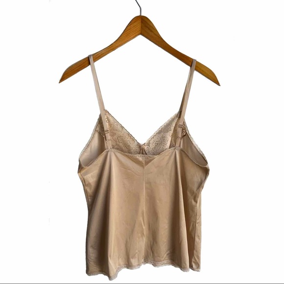 Vintage vanity fair tan nylon satin lace tank - Picture 2 of 4